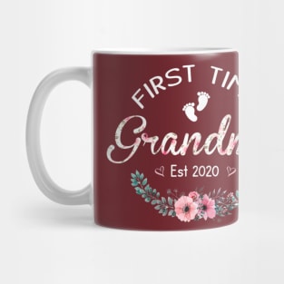 Women Promoted to Grandma Est 2020 First Time Grandma Floral Mug